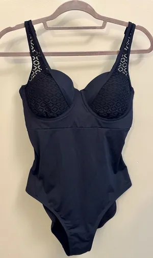 CUPSHE Black Sweetheart Ultimate Beauty One-Piece Swimsuit Large Underwire thumbnail 1