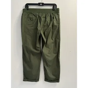 Palm Rio Womens Olive Green Floral Embroidered Cropped Jogger Pants Size M thumbnail 3