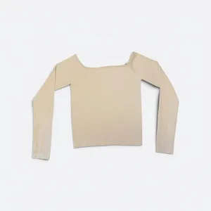 Cream White Seamless Square Neck Long Sleeve Top thumbnail 2