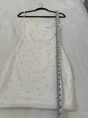 Windsor White Pearl Beaded Cowl Neck Mini Dress Open Back NWT Medium thumbnail 8