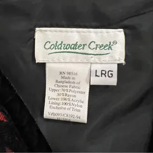 Coldwater Creek Red & Black Jacquard Floral Houndstooth Vest Velvet Trim Large thumbnail 8