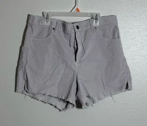 Aerie Women Ribbed Cut Off Gray Curdoroy Shorts Size Large‎ thumbnail 1
