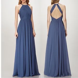 THEIA Allison Backless High Neck Bridesmaid‎ Dress in Denim Slate Blue Sz 10 thumbnail 2