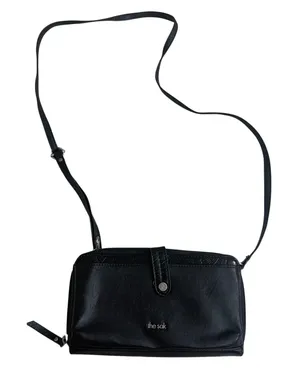 The Sak Iris Black Leather Crossbody Wallet Bag Organizer Clutch Silver Hardware thumbnail 1