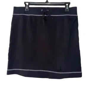Ann Taylor LOFT Black Cotton Fleece Mini Skirt Drawstring Sporty Casual Medium thumbnail 1