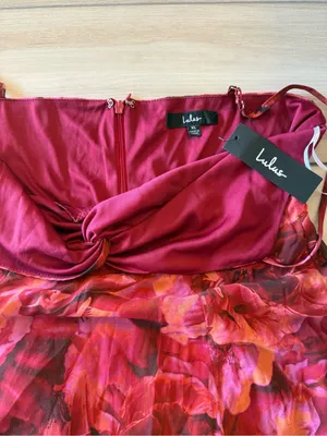 Lulus Beautiful Soul Floral Print Twist-Front Maxi Dress Burgundy XL NWT thumbnail 10