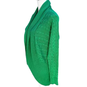 Lauren Ralph Lauren Sweater Cardigan Womens M Green Cable Knit Open Front Preppy thumbnail 2