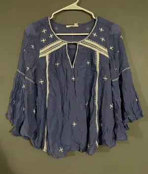Floreat by Anthropologie The Adena Embroidered Blouse Bell Sleeves Size 2 thumbnail 1