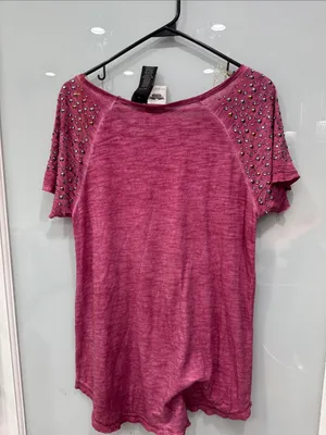 Harley Davidson Women's Pink Stone Grungy Short Sleeve T Shirt Medium thumbnail 4