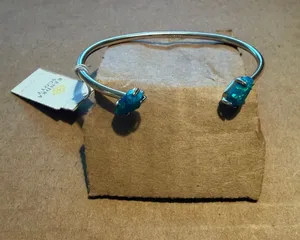 Kendra Scott Silver Open Cuff with Teal Gemstone Ends thumbnail 1