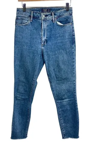 Abercrombie & Fitch Simone High Rise Ankle Blue Denim Jeans Women Size 27 4 Tall thumbnail 1