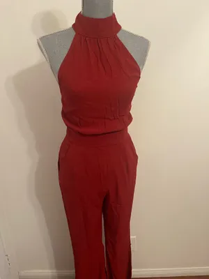 Flynn Skye Brick Red High Neck Halter Jumpsuit. Size Small thumbnail 8
