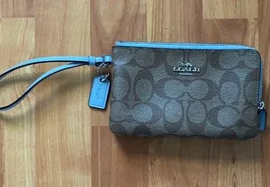 Double Zipper Coach Wristlet thumbnail 1