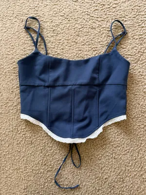 Edikted Lace-Up Corset Top Grey thumbnail 1