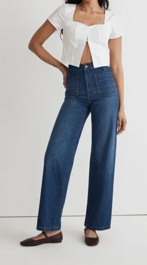 Madewell The Perfect Vintage Wide-Leg Jean Patch Pockets Sz 28 Caronia Wash $128 thumbnail 1