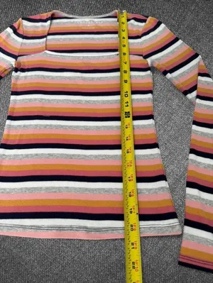 Aeropostale Striped Ribbed Square Neck Top Size S thumbnail 7