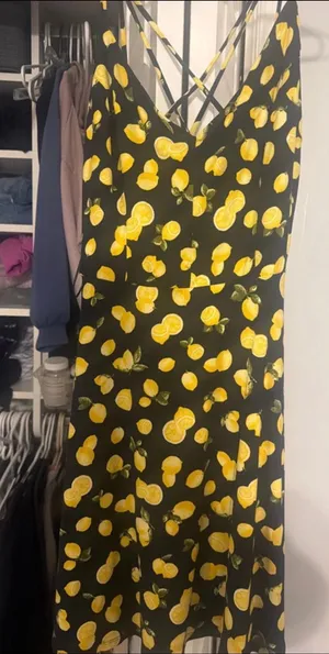 Nine Britton midi dress navy with lemons  thumbnail 1