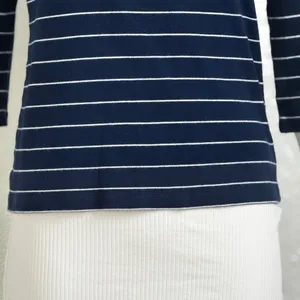 Ralph Lauren Vintage 100% Cotton Navy White Striped Long Sleeve Top Sz Medium thumbnail 7
