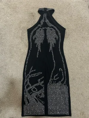 Unbranded Sheer Rhinestone Mesh Halter Mini Dress Festival Y2K Clubwear thumbnail 4