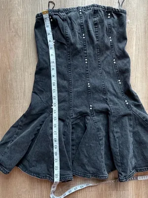 Able Black Denim Fit-and-Flare Studded Dress‎ thumbnail 4