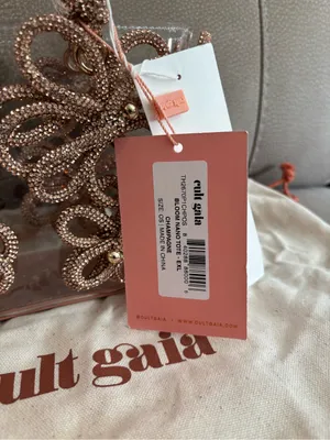 NWT cult gaia clear mini tote with rose gold beaded floral accents thumbnail 7
