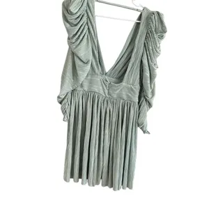 Sabina Musayev Green Wrap Dress with Puff Sleeves thumbnail 4