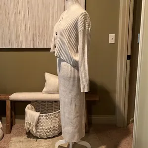 Current Air Trend Savvy Midi Ribbed Knit Cardigan and Skirt Set thumbnail 3