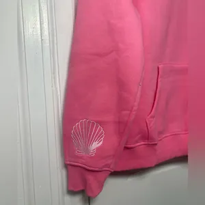 Pink Palm Puff Hoodie Sweatshirt Hawaii Hibiscus Women's Pink Size Small thumbnail 4