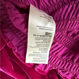 Anthropologie Jewel-Tone Pink Puff-Sleeve Velvet Blouse Peasant Smocked - Size S thumbnail 8