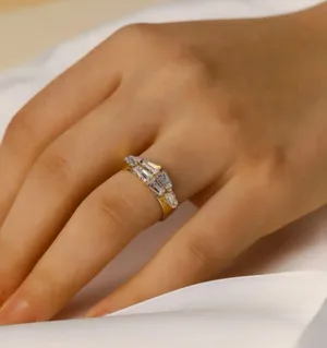 Stacked Crystal Gold Adjustable Ring thumbnail 1