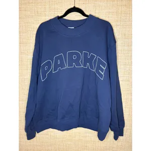 Parke Navy Blue Oversized Whipstitch Logo‎ Sweatshirt L/XL NWT thumbnail 2