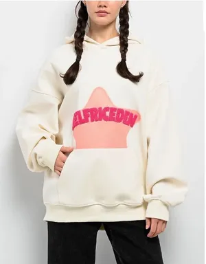 Aelfric Eden Vintage Embroidery Eden Star V303 Hoodie CreamPink Oversized SizeXS thumbnail 1