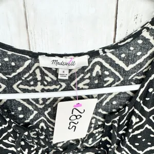 Madewell Shirt Women Size Small Geometric Cutout Front Cap Sleeve Blouse Casual‎ thumbnail 2