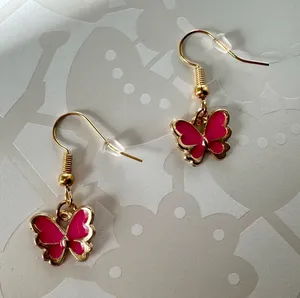 Pink Butterfly Earrings thumbnail 1
