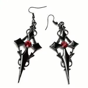 Retro Style Gothic Black Cross Earrings Funky Vintage Style Faux Fashion Jewelr thumbnail 9