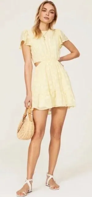Show Me Your Mumu Merritt Dress Women’s Cut-Out Yellow Floral Medium thumbnail 1