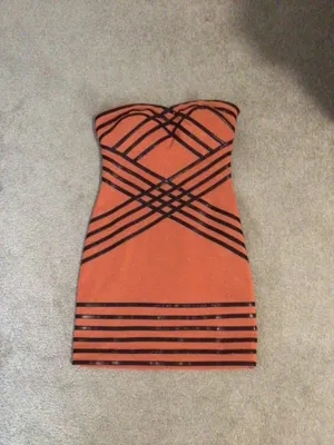 Wow Couture Leather Trim Strapless Dress- Size Sm thumbnail 3