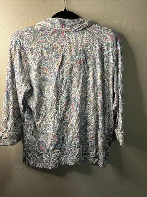 Lauren Ralph Lauren Paisley Monogram Knit Jersey Cropped Preppy Comfy Pajama Set thumbnail 7