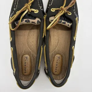 Sperry Top-Sider Womens 6 Boat Shoes Angelfish Black Leopard Lace Up Gold Laces thumbnail 7