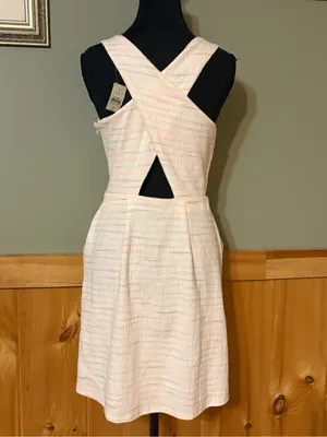 LOFT Textured Sleeveless Midi Dress Pockets Back Cutout Design size 2P NWT thumbnail 4