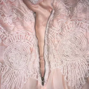 VTG Y2K L'atiste Romantic Boho Crochet Lace Pleated Mini Dress Sleeveless Pink S thumbnail 5
