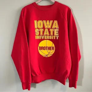 ✨ Vintage Alere‎ Red Iowa State Basketball Brother Crewneck Sweatshirt XL thumbnail 1