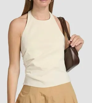 A.L.C. Sylvie Linen-Blend Halterneck Top Size 10 thumbnail 1