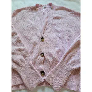 FREE PEOPLE Women’s Cardigan Pink Oversized Vneck Knit Boho Size M thumbnail 7