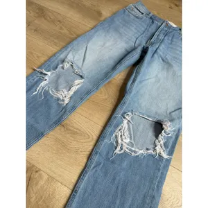 EUC We the Free People Jeans Womens Holes Knees Wide Distressed Button Fly sz 28 thumbnail 3