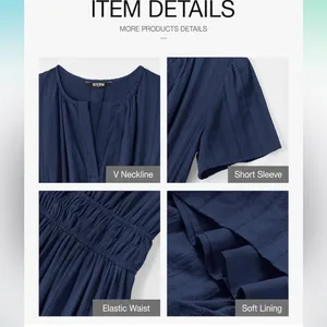 Cotton pocket Navy Blue Maxi Dress thumbnail 4