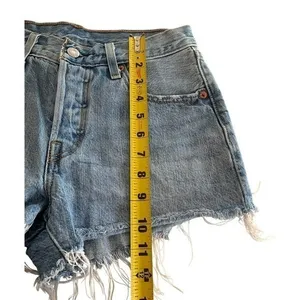 Levi's 501 Denim Shorts Womens 25 Blue High Rise Distressed Frayed Boho‎ Summer thumbnail 5
