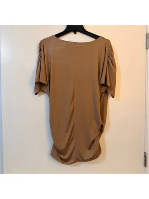 Respi Ronics Women's Draped Surplice Top – Taupe Brown Size L (b10) thumbnail 11