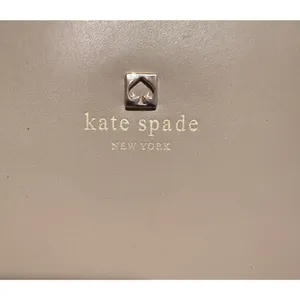 NWOT Kate Spade Black n Beige Leather Kristen Top Zip Tote Bag thumbnail 3