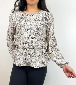 Cloth‎ & Stone X Anthropologie Pebble Print Draped Back Peplum Top Blouse Sz M thumbnail 1